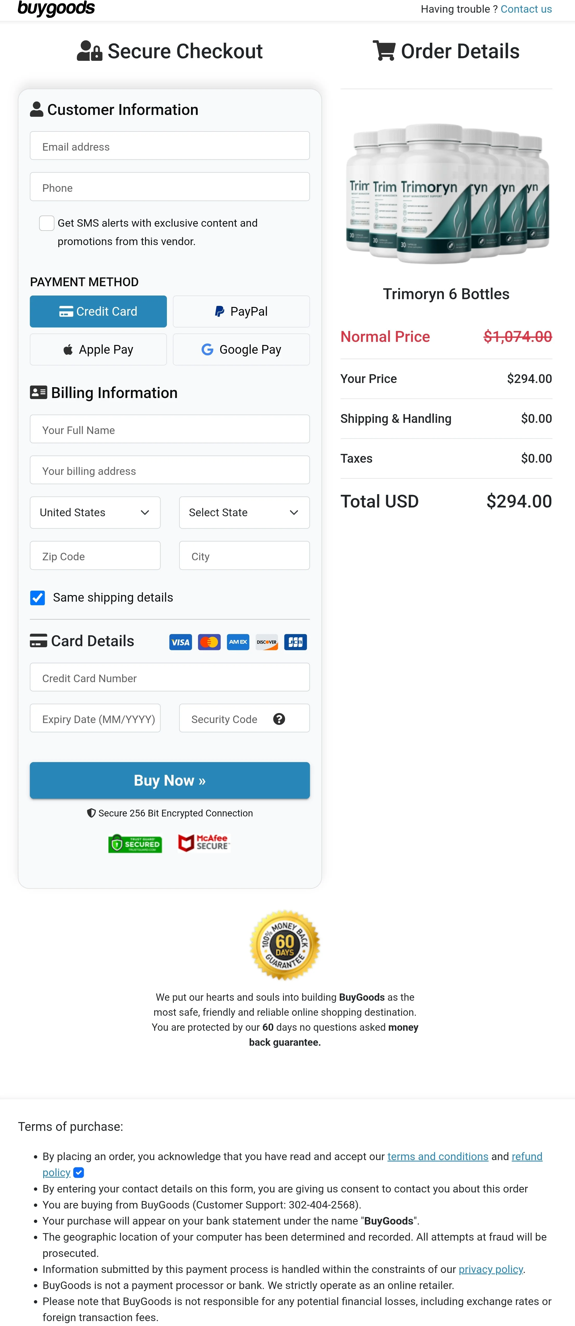Trimoryn order form